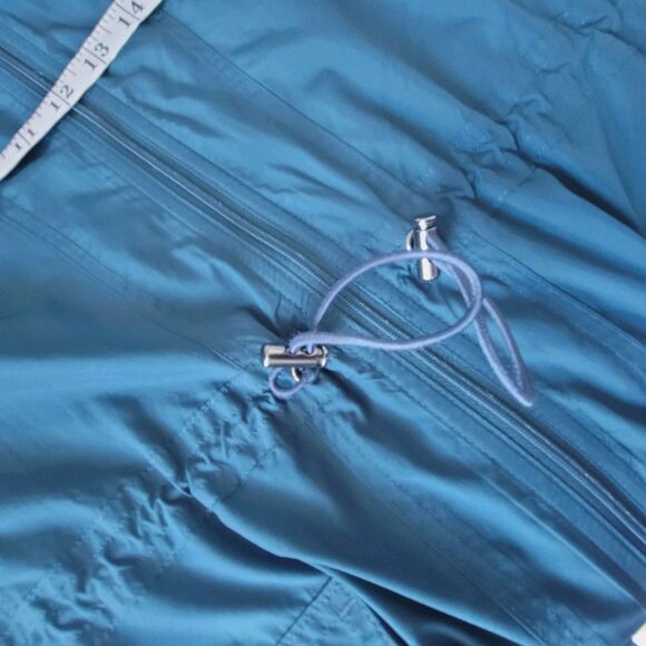 J.Jill Fit Blue Full Zip Hooded Windbreaker Rain Trench Coat Jacket Size XLT - Picture 5 of 8